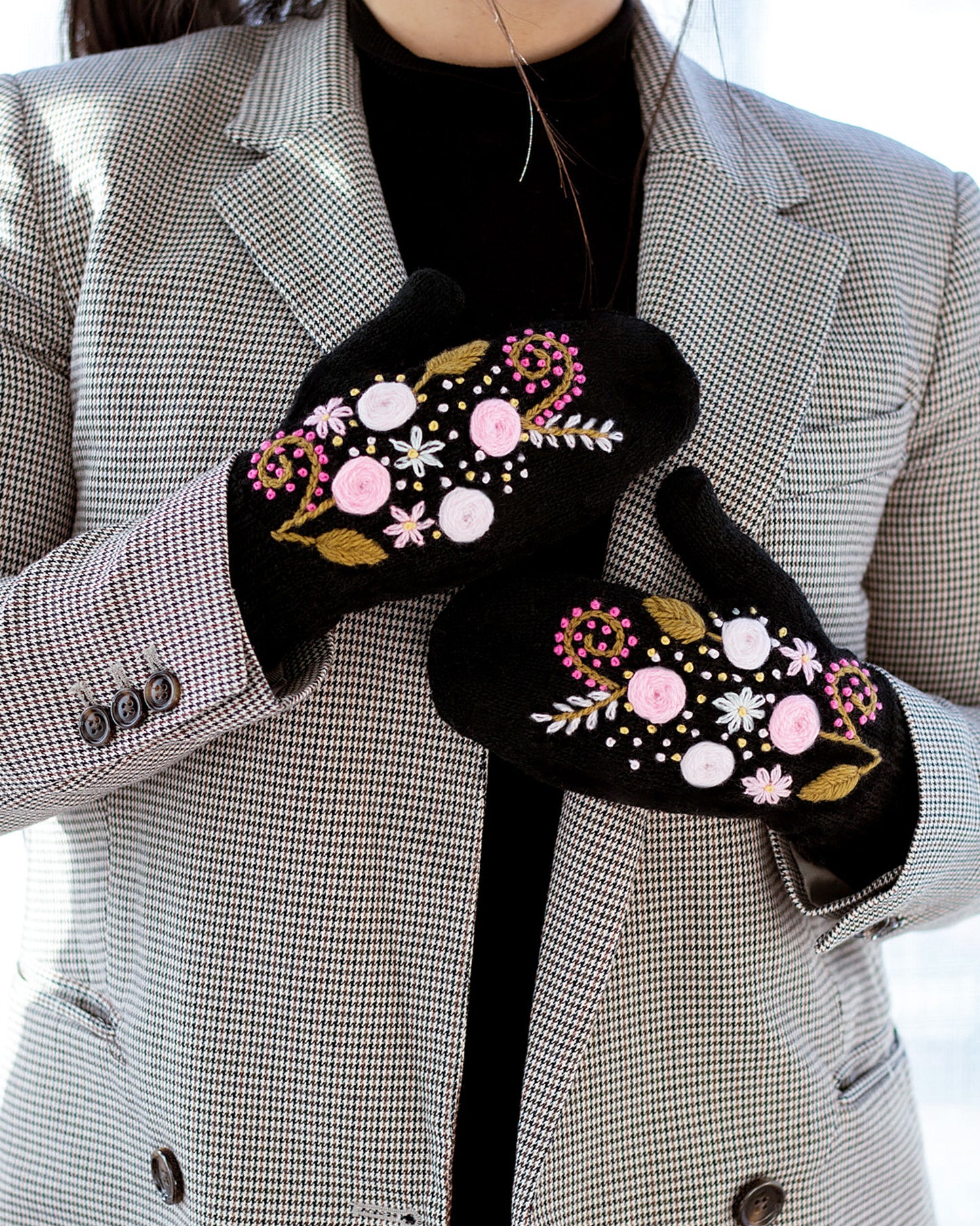 Hand knitted mittens - Black