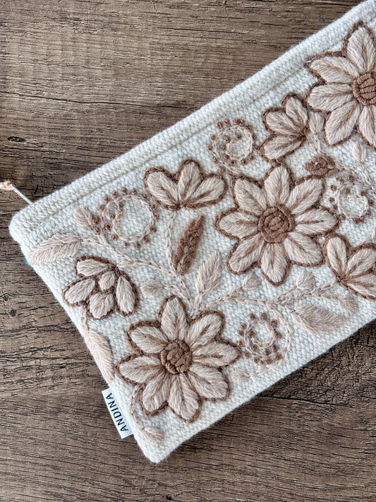 Cosmetic Pouch - Ivory/Brown