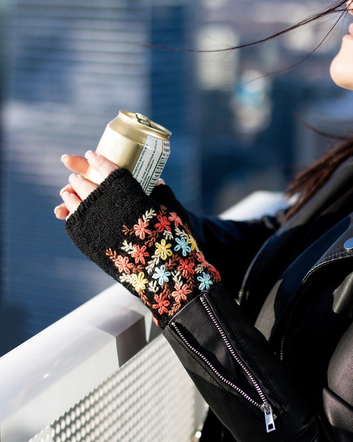 Hand knitted mittens - Black  (Fingerless)