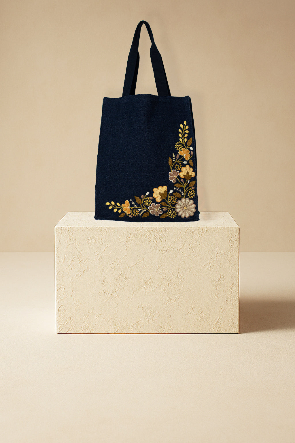 Eco Totebag (yellow, beige embroidery) - Intro price