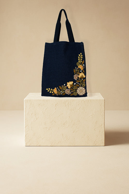 Eco Totebag (yellow, beige embroidery) - Intro price