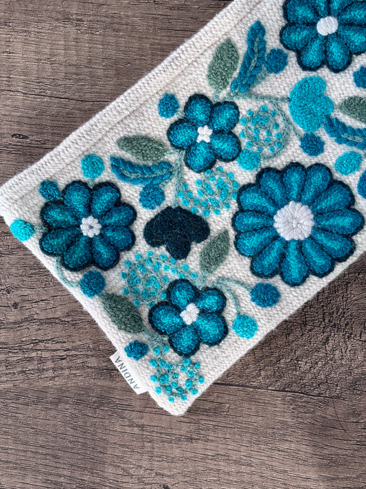 Cosmetic Pouch - Ivory/Emerald