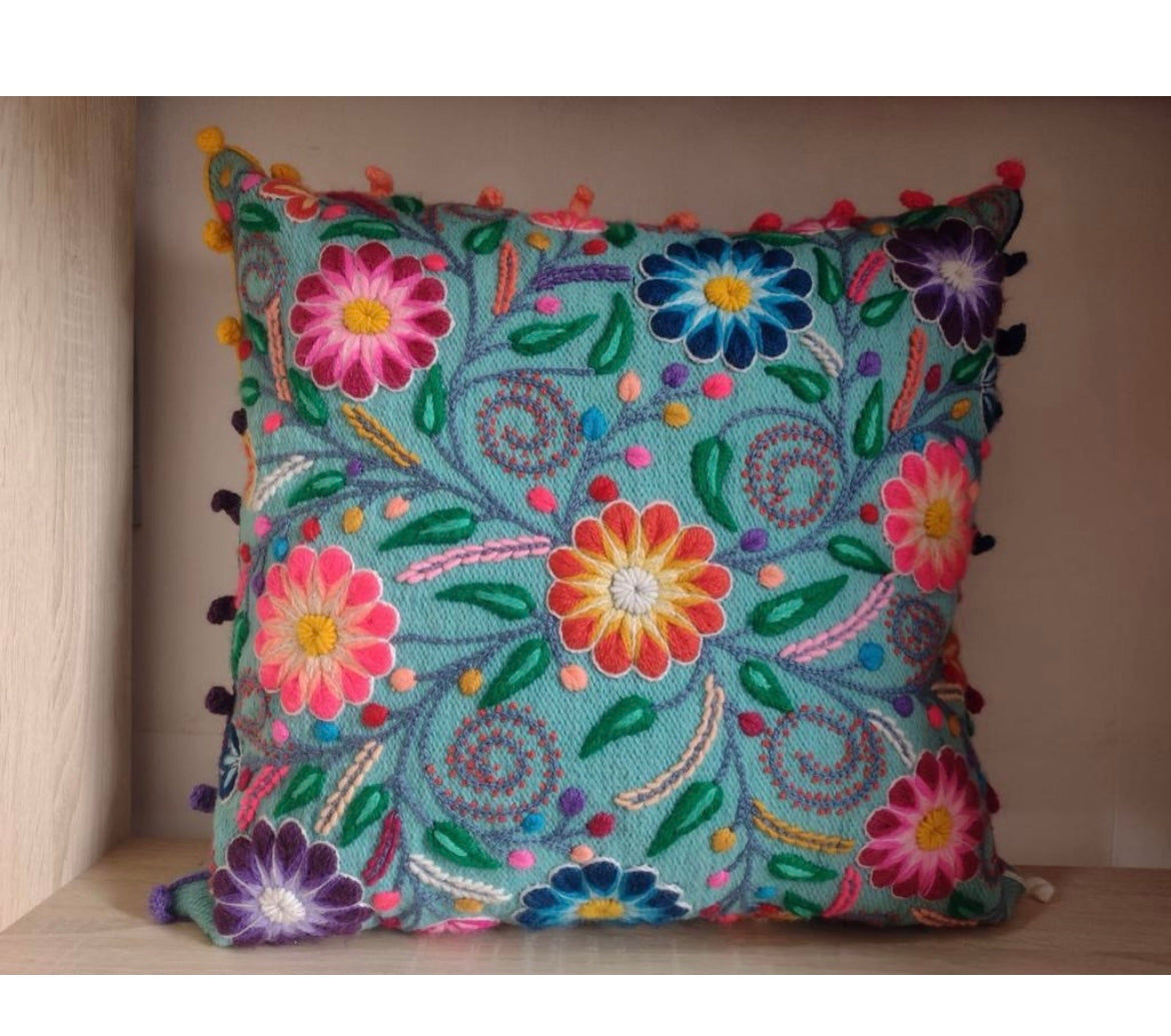 Hand embroidered cushion